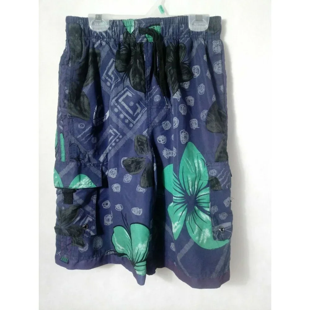 Exist Miami Men's Medium Shorts Surf Board Swimming Trunk Blue Cargo 3 pockets - Picture 1 of 12